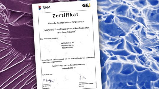Certificate "Manual classification of microscopic fracture features"