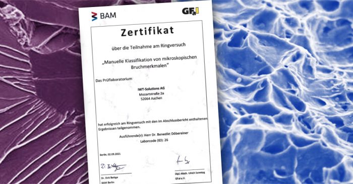 Certificate "Manual classification of microscopic fracture features"
